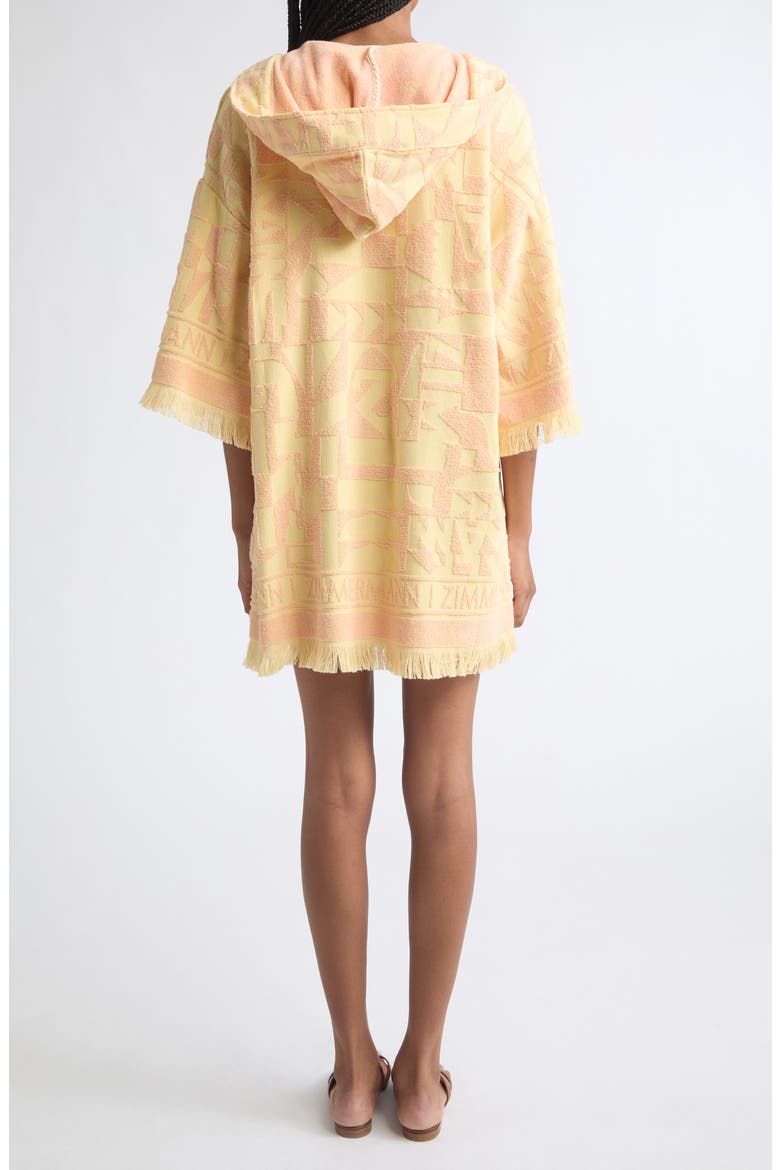 Pop Fringe Cotton Terry Jacquard Cover-Up Dress, Alternate, color, MANGO