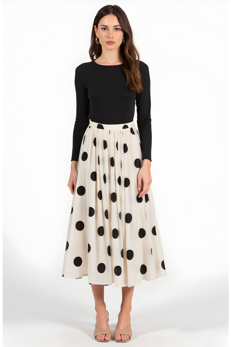 Polka Dot Pleated Midi Skirt, Alternate, color, Polka dot print