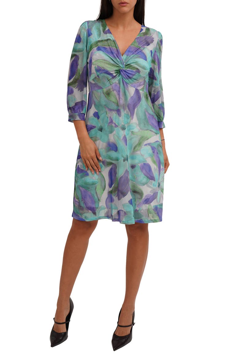 Mesh Twist Front Dress, Main, color, FLRNC BLUE