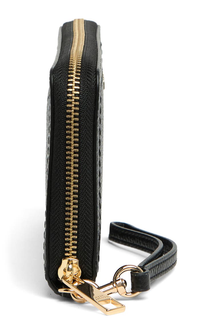 Leather Wristlet Continental Wallet, Alternate, color, BLACK