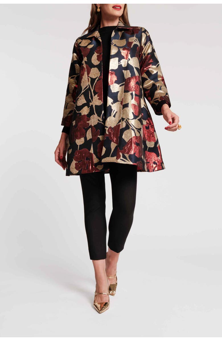 Frances Valentine Cornelia Swing Coat, Main, color, Navy/Gold/Multi