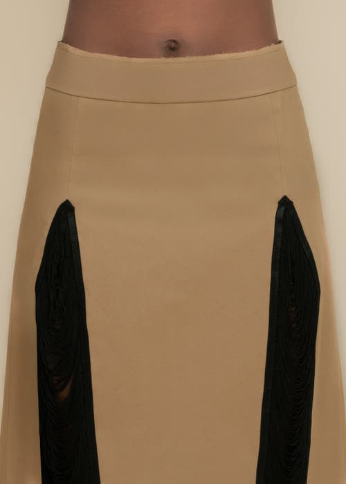 Contessa Mills Madeleine Soft Fringe-trimmed Stretch Cotton Poplin Skirt In Gold