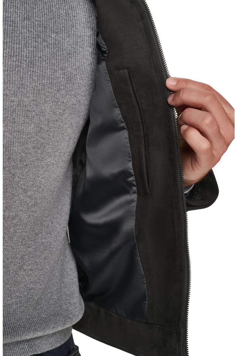 Faux Suede Trucker Jacket, Alternate, color, BLACK