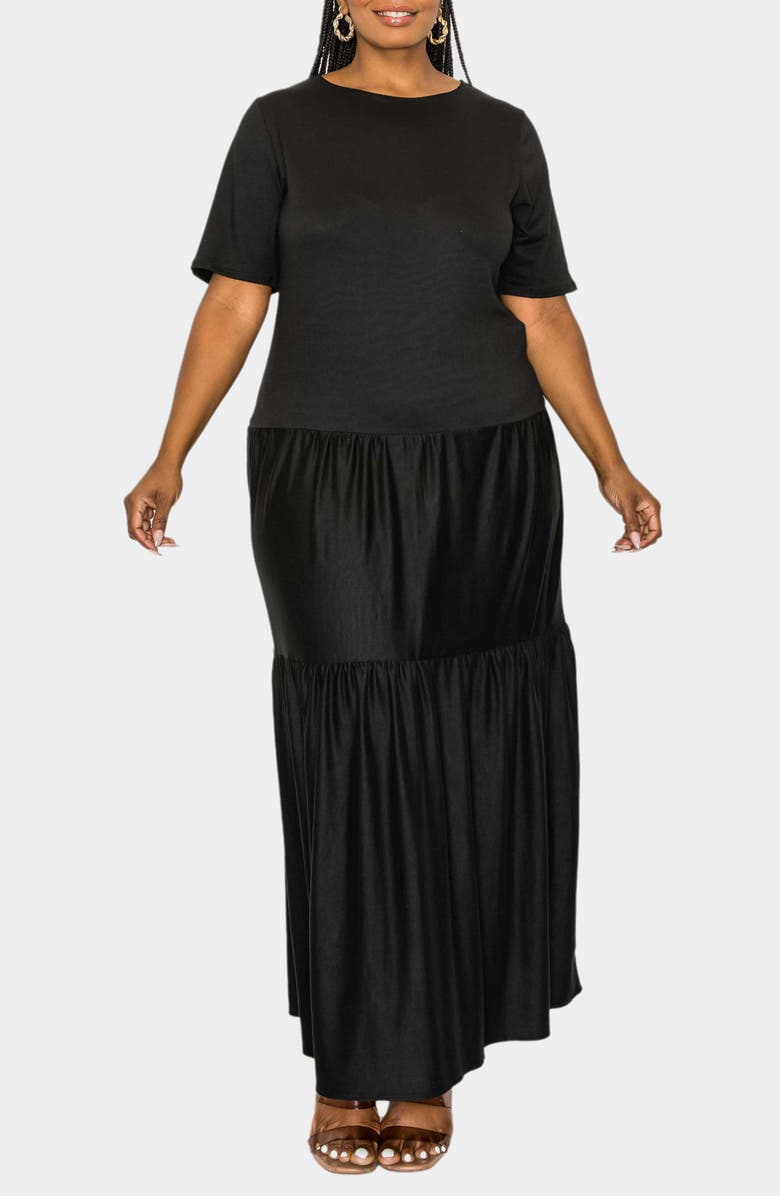 L I V D Jourdan Tiered Maxi Dress, Alternate, color, Black