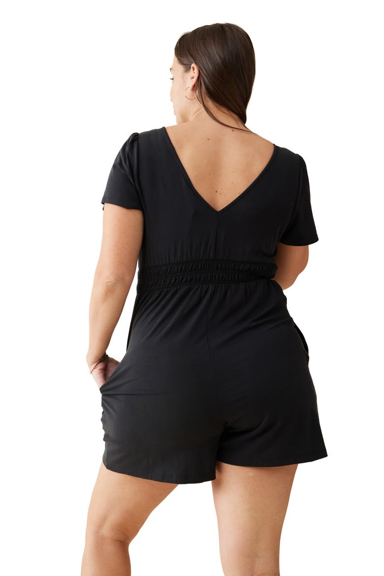 Knit Maternity Romper, Alternate, color, BLACK