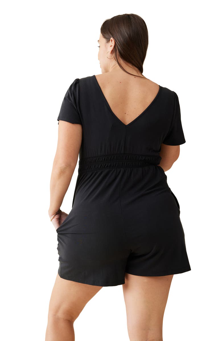 Ingrid & Isabel<sup>®</sup> Knit Maternity Romper, Alternate, color, Black
