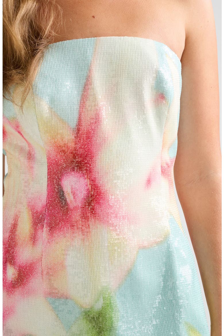 Ria Floral Sequin Strapless Minidress, Alternate, color, CAPELLA FLORAL
