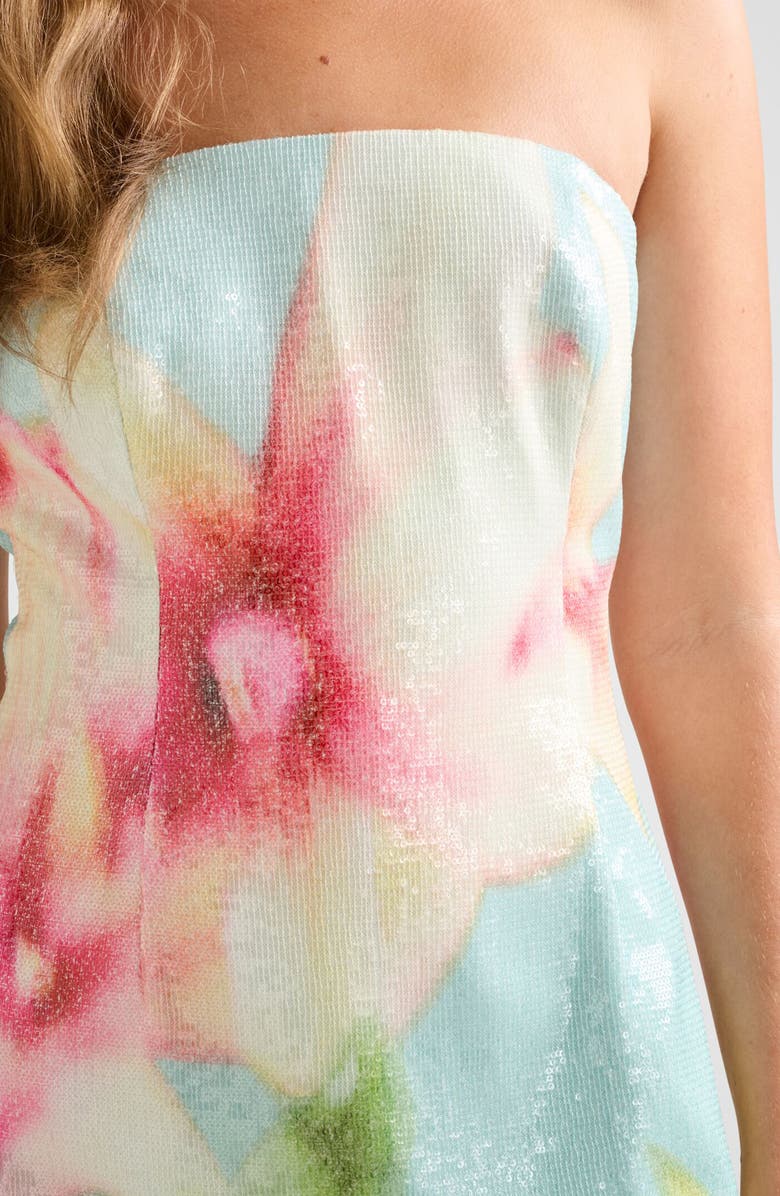 Ever New Ria Floral Sequin Strapless Minidress, Alternate, color, Capella Floral