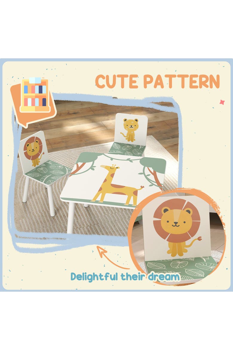 3-Piece Kids Table & Chairs Set, Bedroom/Nursery/Playroom, Alternate, color, Green