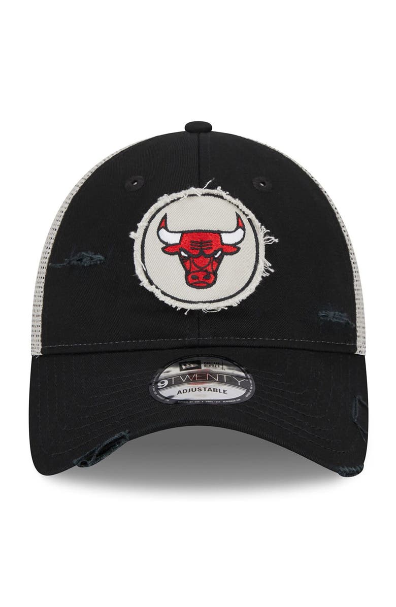 New Era Men's New Era Black Chicago Bulls  Rally Drive Distressed Patch 9TWENTY Trucker Adjustable Hat, Alternate, color, 