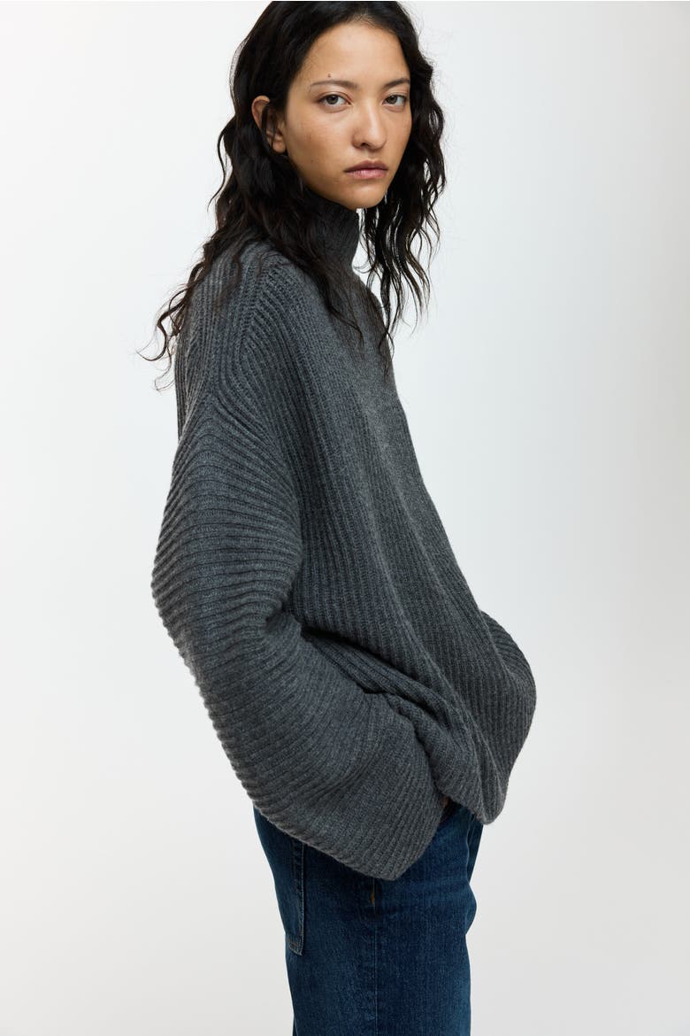 Rib-knit Wool-blend Jumper, Main, color, Dark gray