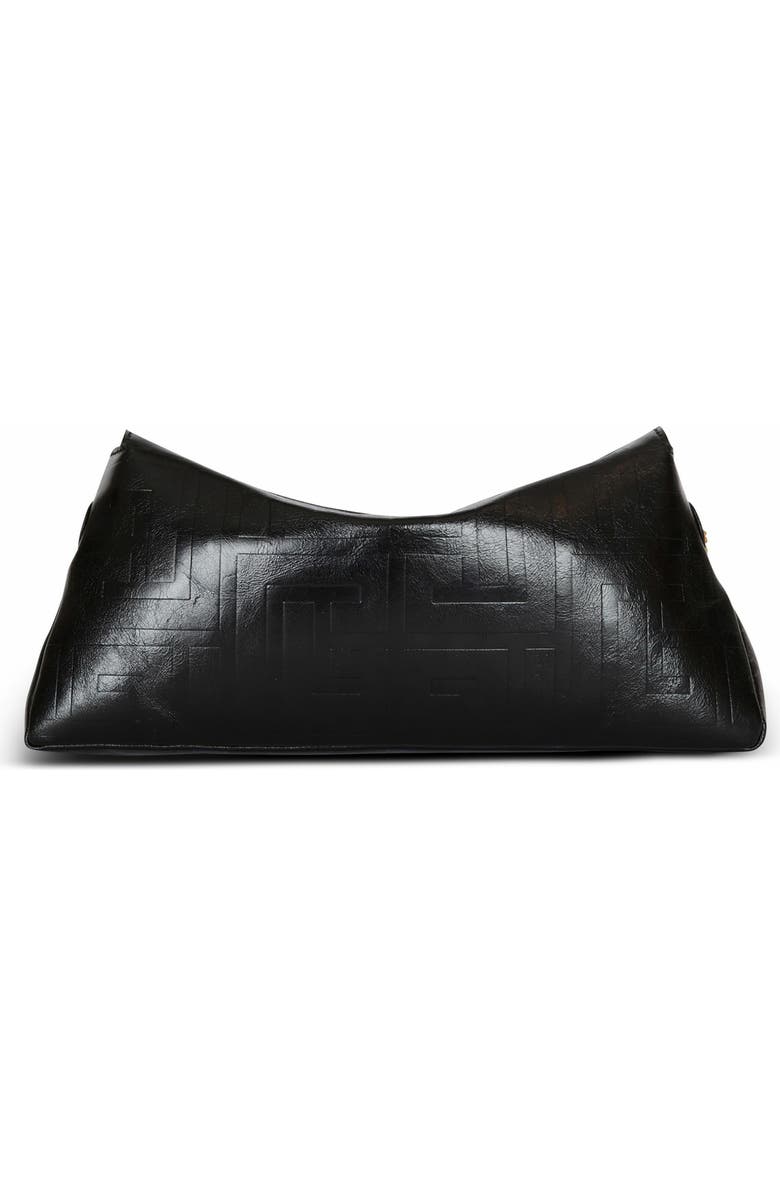 Balmain 1945 Soft Clutch In Crinkled Calfskin Leather, Alternate, color,