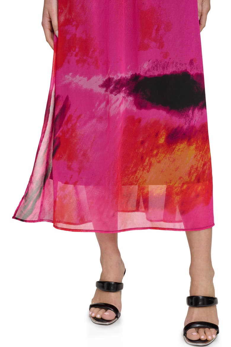 Abstract Print Chiffon Maxi Dress, Alternate, color, SHOCKING PINK MULTI
