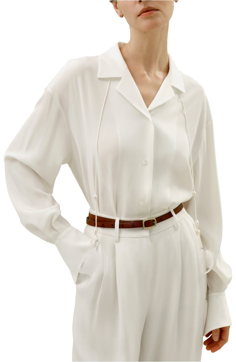 Lilysilk Tie-Detailed Silk Blouse, Main, color, Natural White