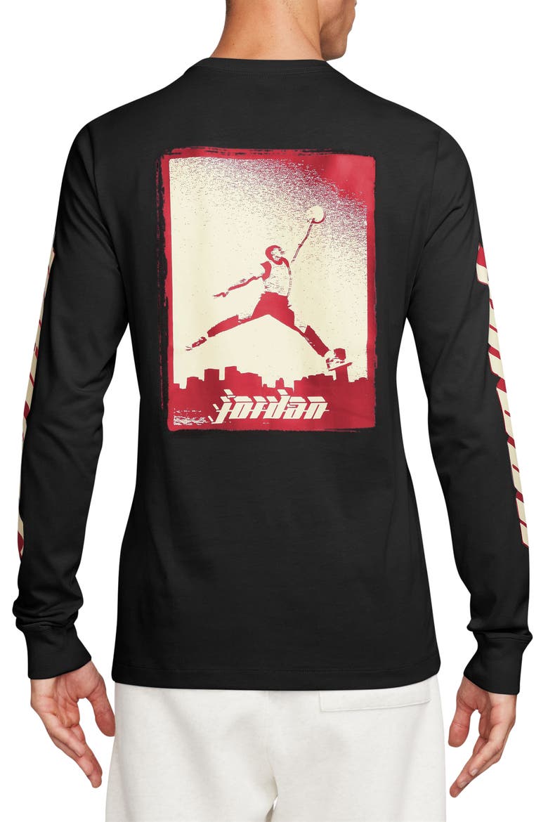 Jumpman Long Sleeve Graphic T-Shirt, Alternate, color, BLACK/ GYM RED/ GYM RED
