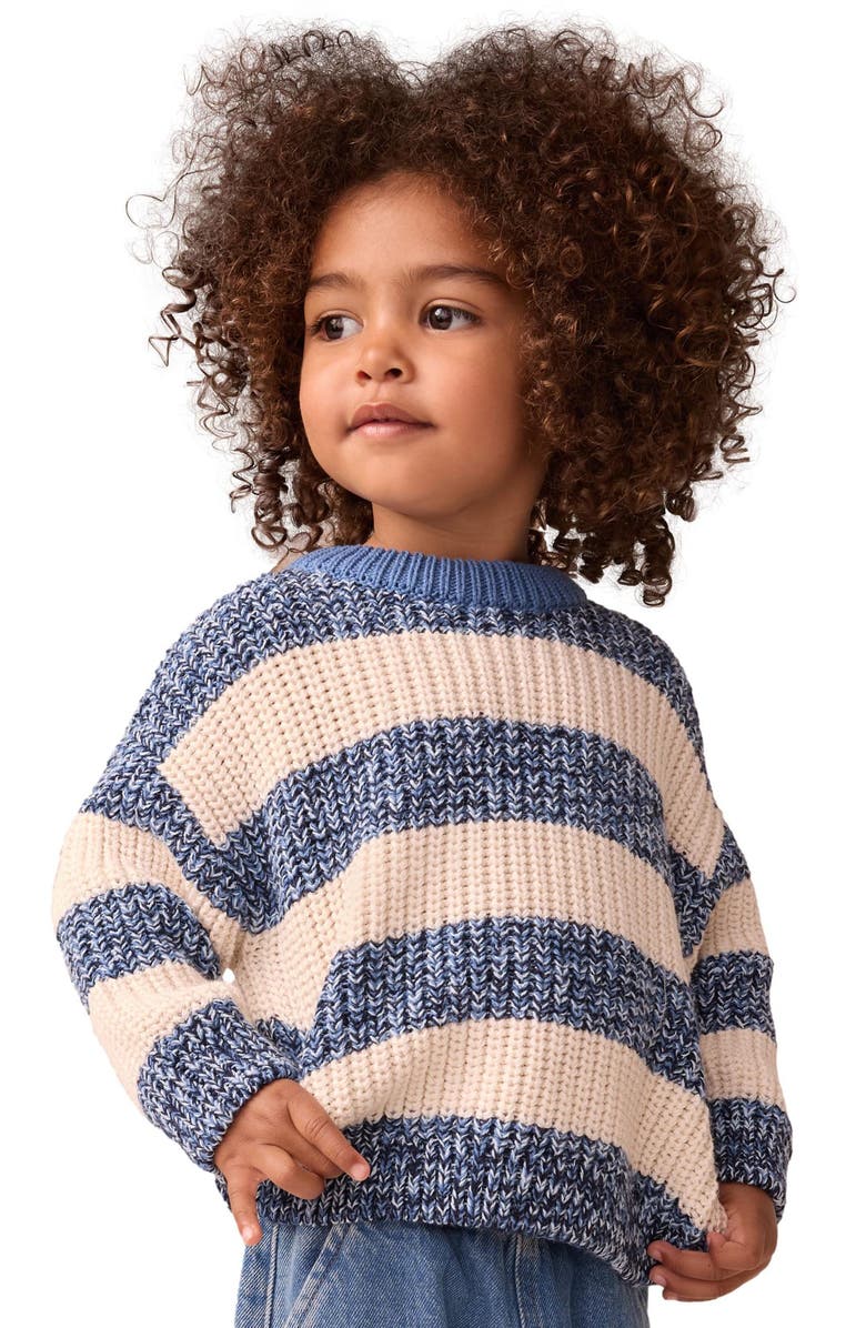 NEXT Kids' Mélange Stripe Crewneck Sweater, Alternate, color, Blue