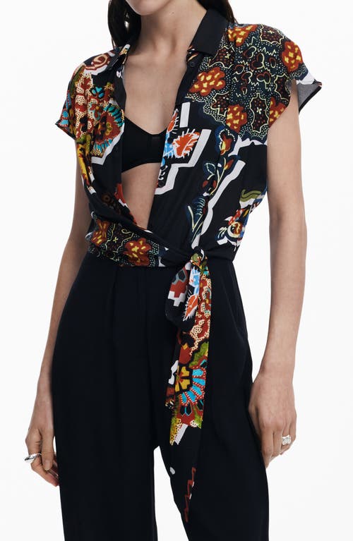 DESIGUAL DESIGUAL MIX PRINT JUMPSUIT WITH TIE FRONT