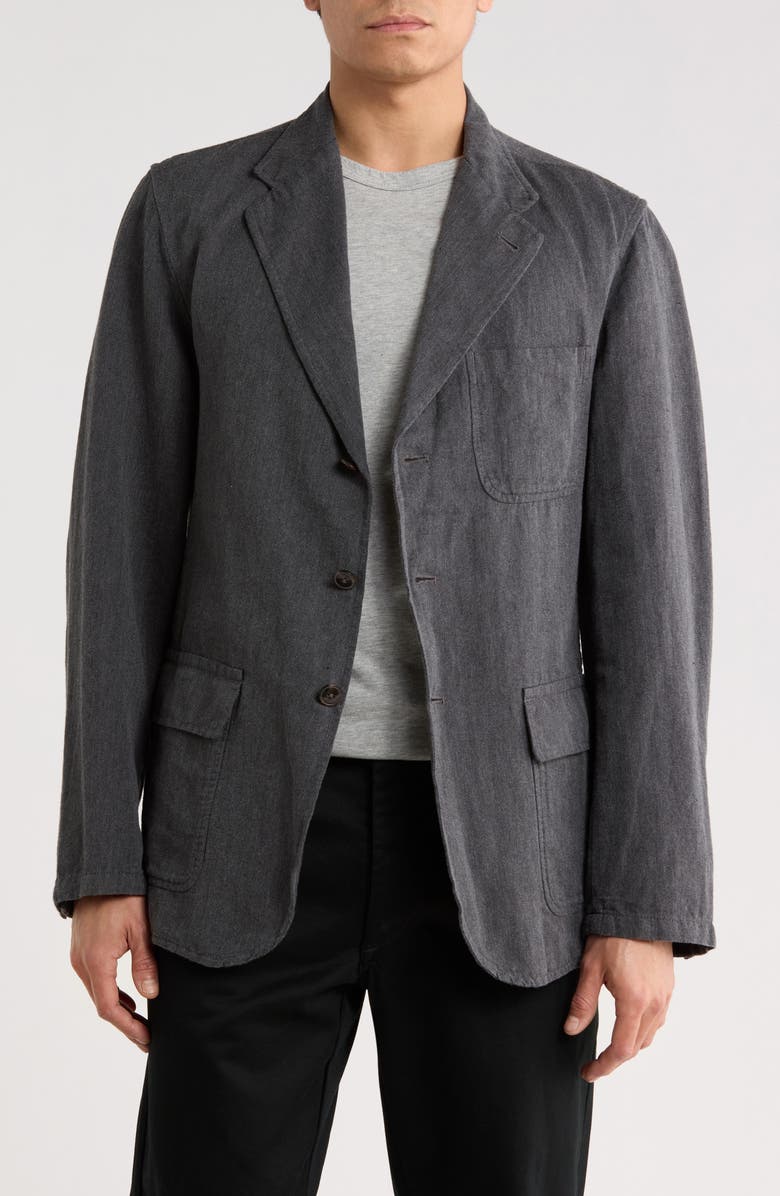 BUCK MASON Capitola Linen & Cotton Carry On Sport Coat, Main, color, Charcoal Herringbone