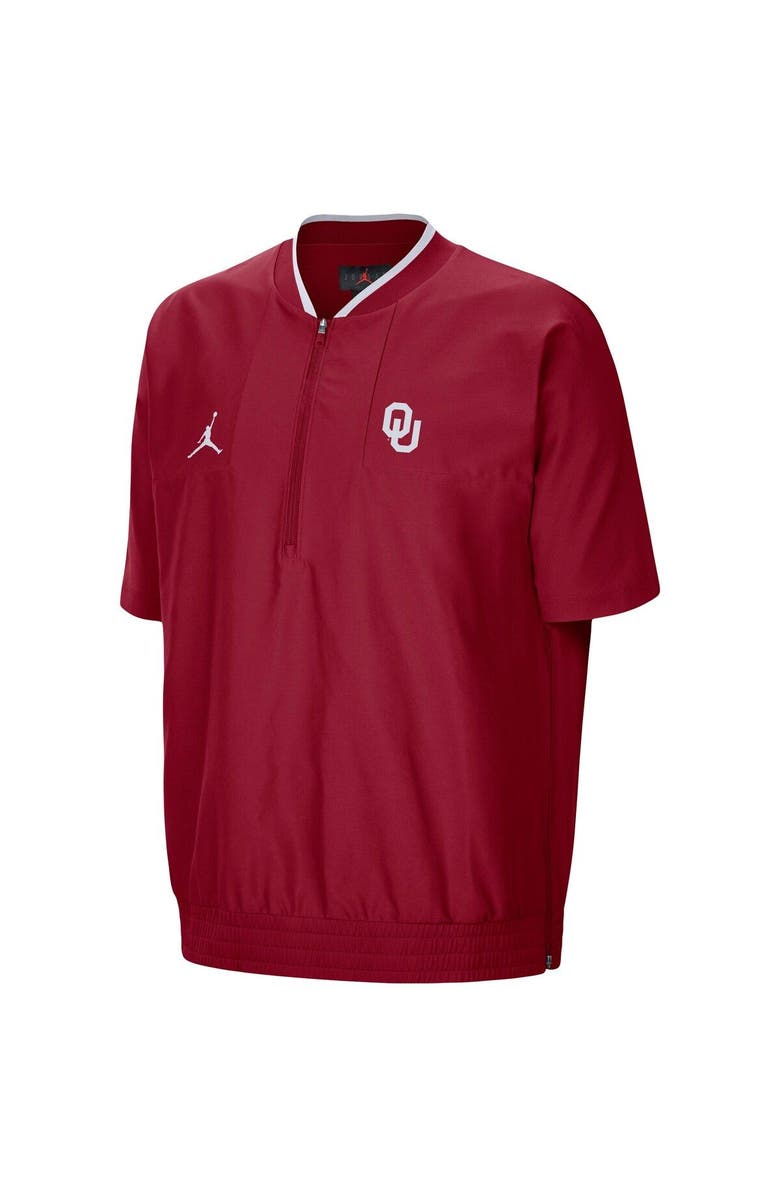 Jordan Brand Men's Jordan Brand Crimson Oklahoma Sooners 2021 Coaches Short Sleeve Quarter-Zip Jacket, Alternate, color, 
