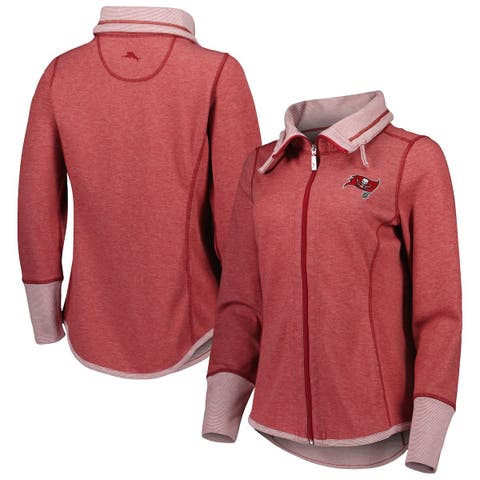 Women's Tommy Bahama Heathered Red Tampa Bay Buccaneers Sport Sun Fade Full-Zip Sweatshirt