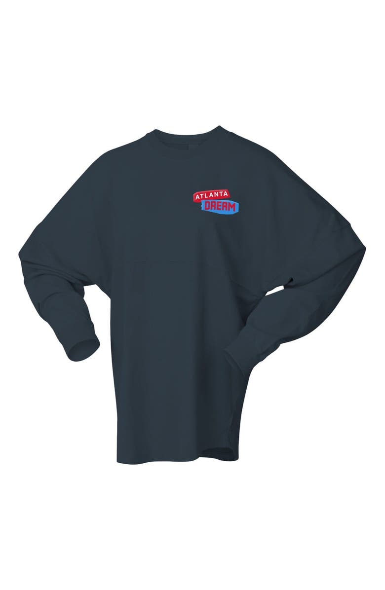 SPIRIT JERSEY Women's Spirit Jersey Charcoal Atlanta Dream Patches Oversized Long Sleeve T-Shirt, Alternate, color, Charcoal