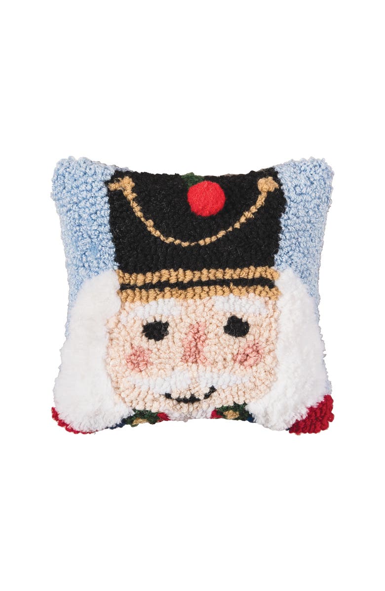C&F Home Nutcracker Hooked Small/Petite Christmas Accent Pillow, 8" x 8", Main, color, Blue