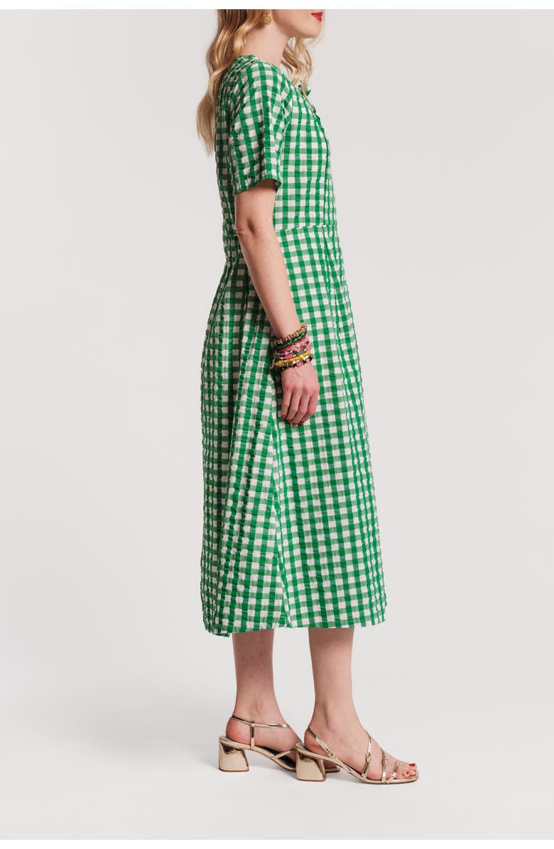 Frances Valentine Michelle Midi Dress Gingham, Alternate, color, Green/Oyster