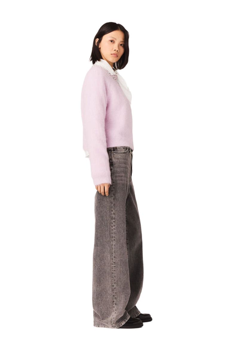 Removable jewel collar sweater, Alternate, color, Pink