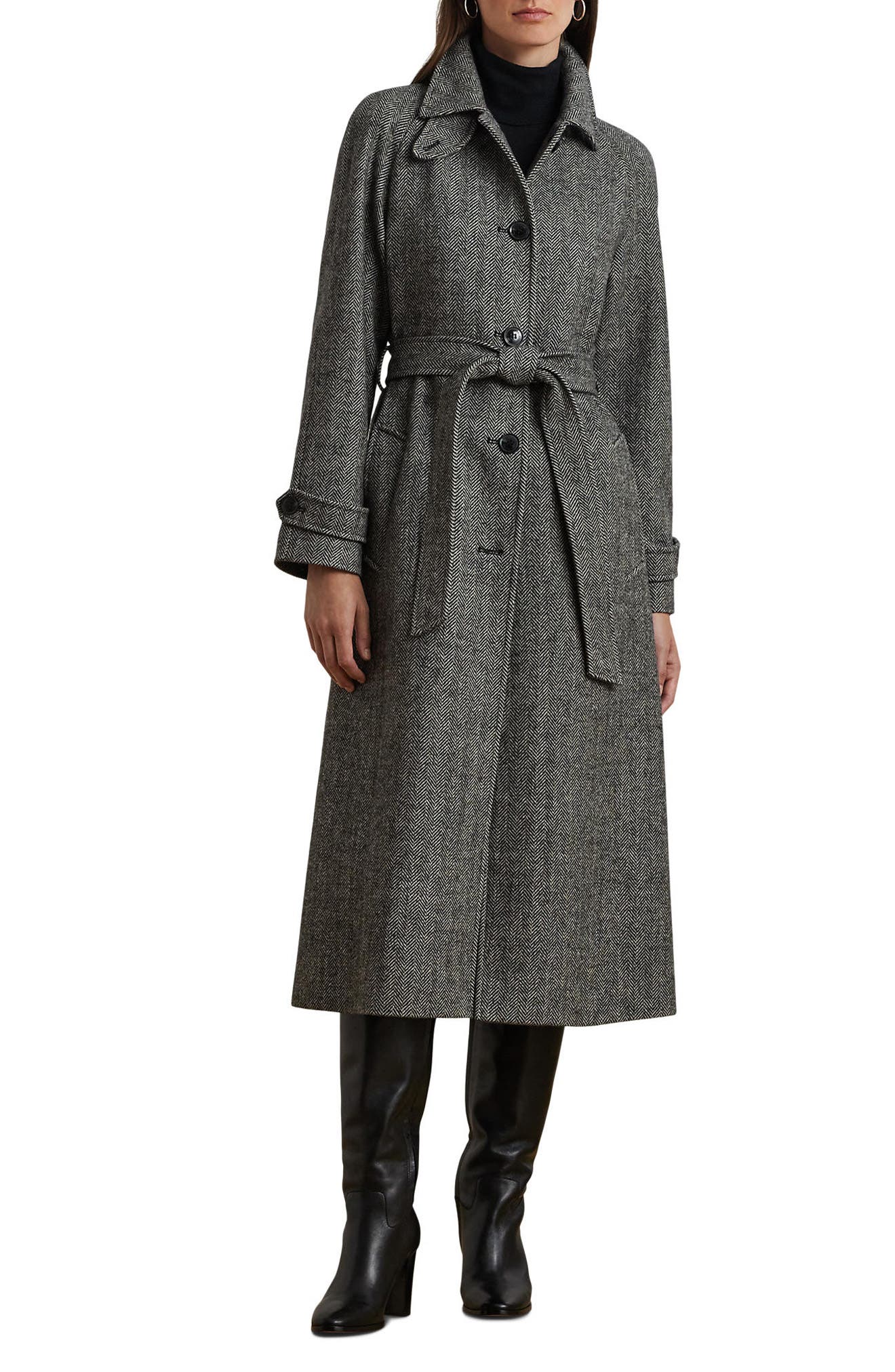 Lauren Ralph Lauren Tie Belt Single Breasted Trench Coat