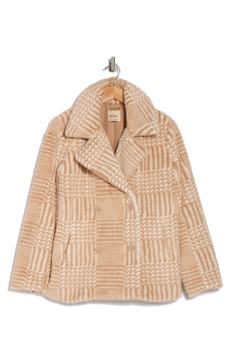 ELIE ELIE TAHARI Faux Fur Double Breasted Coat, Alternate, color, 