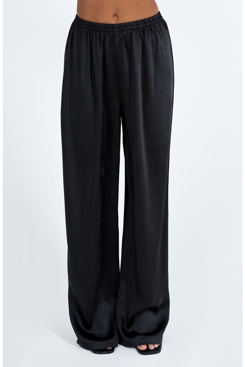 NIxie Wide Leg Satin Pants, Main, color, BLACK