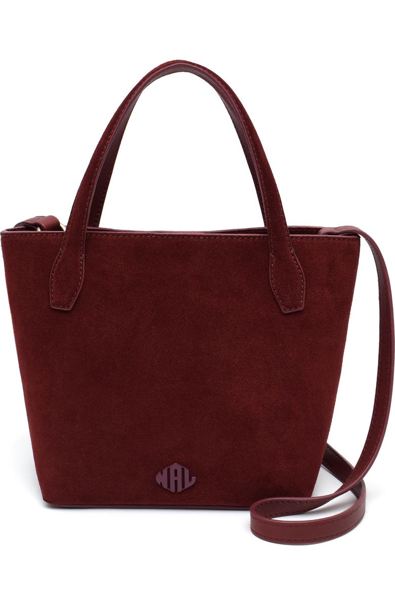 New Amsterdam Leatherworks Asher Suede Crossbody Tote Bag, Main, color, Claret