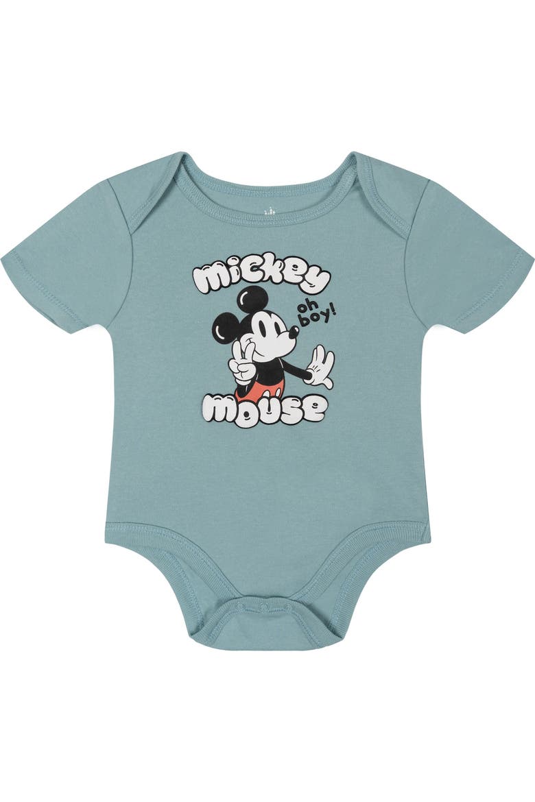 Mickey Mouse 3-Pack Short Sleeve Bodysuits, Alternate, color, Red Blue Mickey