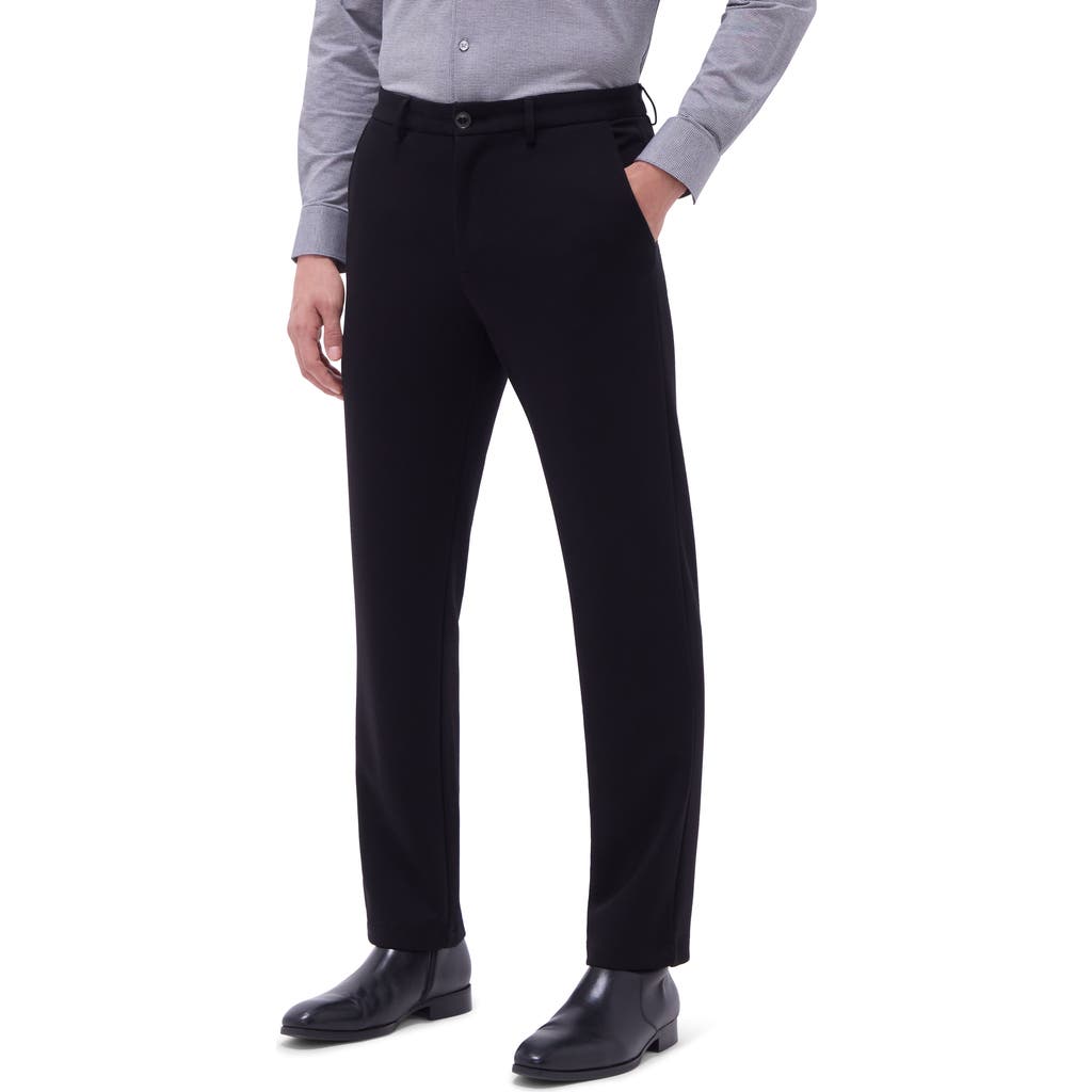 Bugatchi Slim Tailored Fit Flat Front Soft Touch Knit Dress Pants In Black