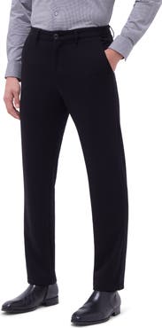 Bugatchi Slim Tailored Fit Flat Front Soft Touch Knit Dress Pants