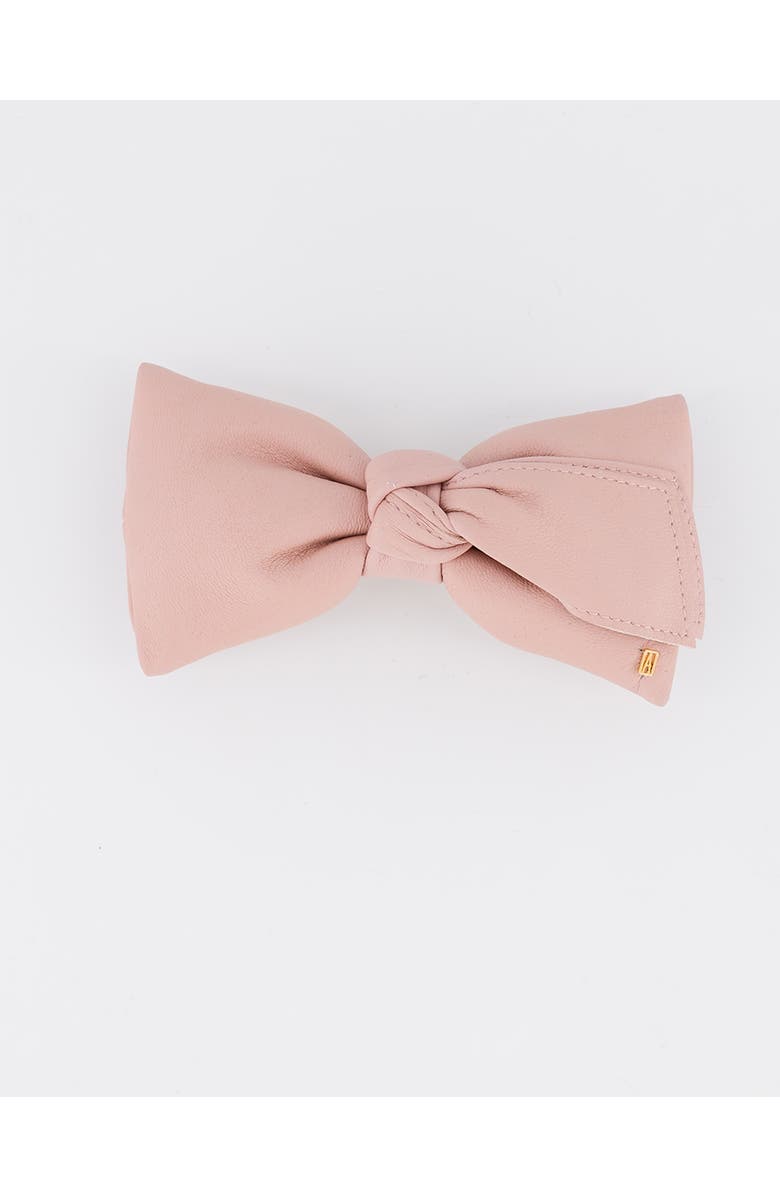Alexandre de Paris Leather bow barette, Main, color, Pink
