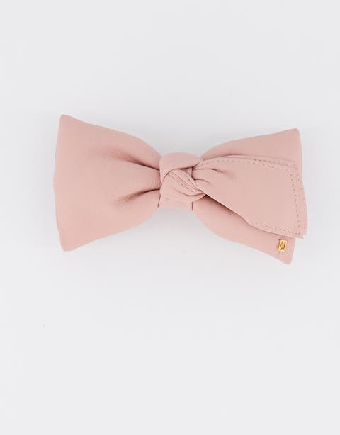 Leather bow barette