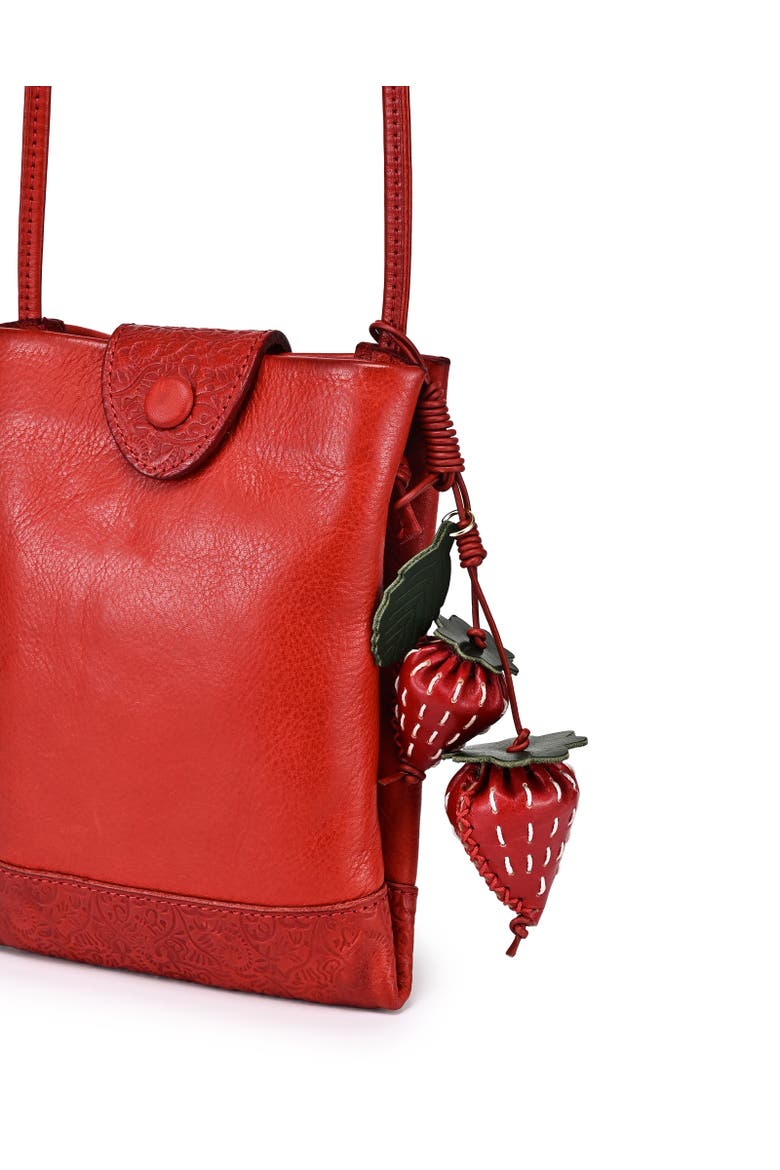 Strawberry Genuine Leather Artisan Charm, Alternate, color, Ruby
