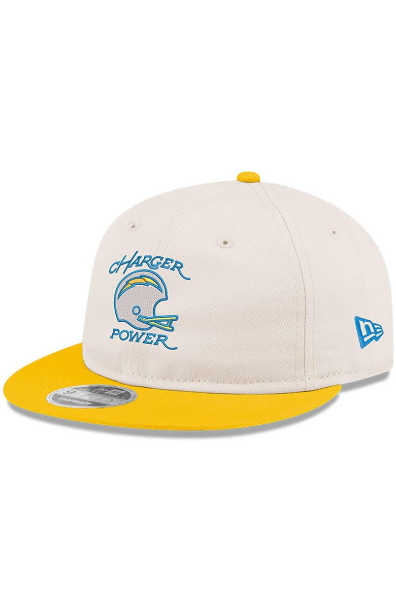 New Era Men's New Era Cream/Gold Los Angeles Chargers Charger Power Retro Crown 9FIFTY Adjustable Hat, Main, color, 