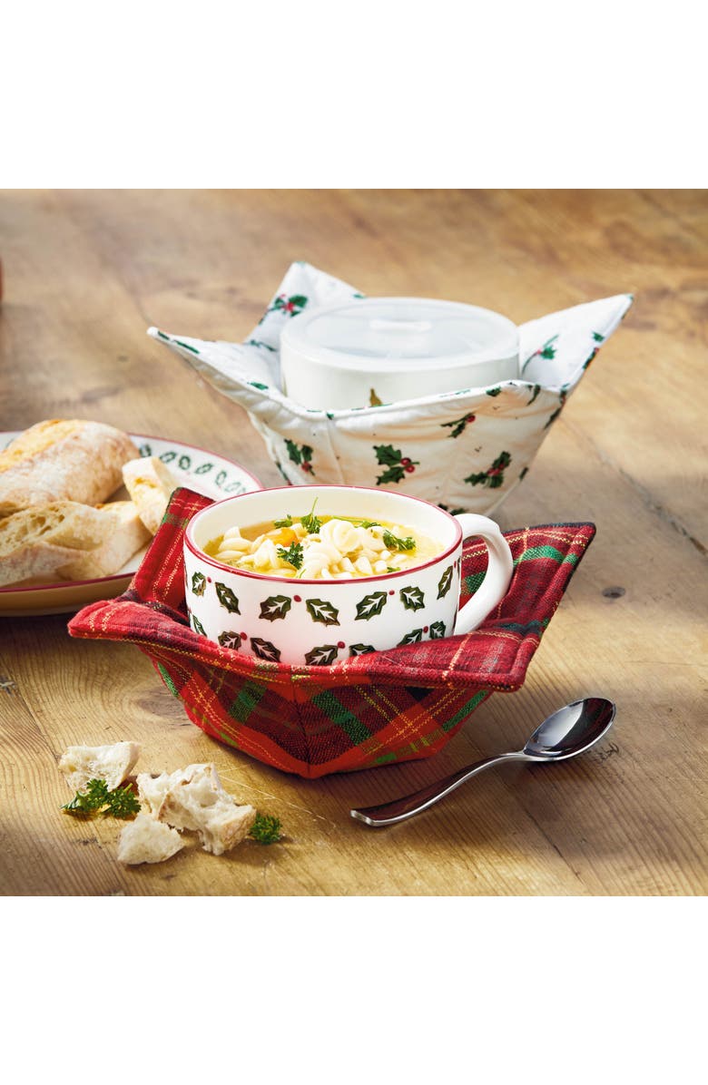 tag Vintage Holly Bowl Cozy Christmas Serving Potholder White Multi, Alternate, color, White