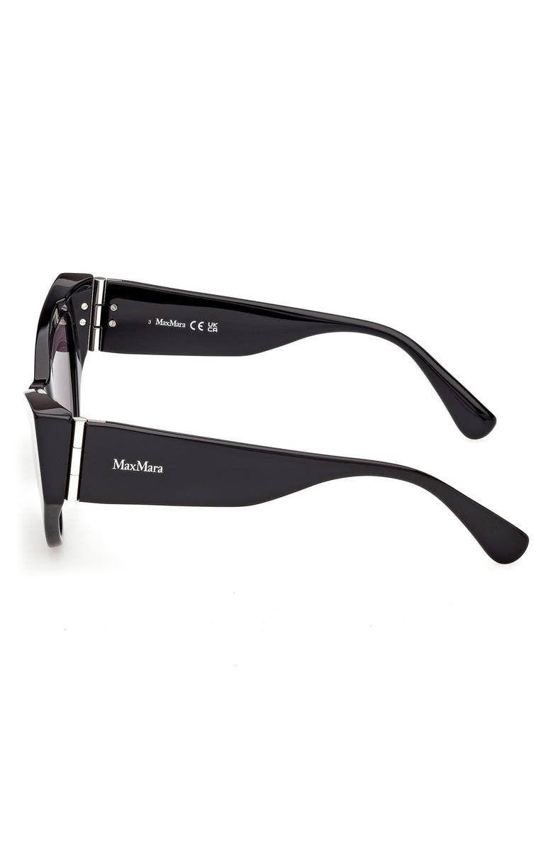 Max Mara 54mm Cat Eye Sunglasses, Alternate, color, Shiny Black / Smoke Lenses