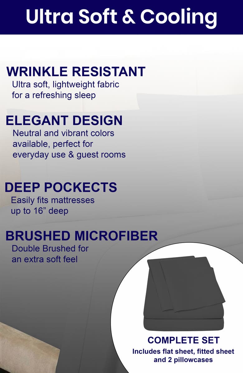 Luxury Home Deep Pocket Microfiber Sheet Set, Alternate, color, Gray