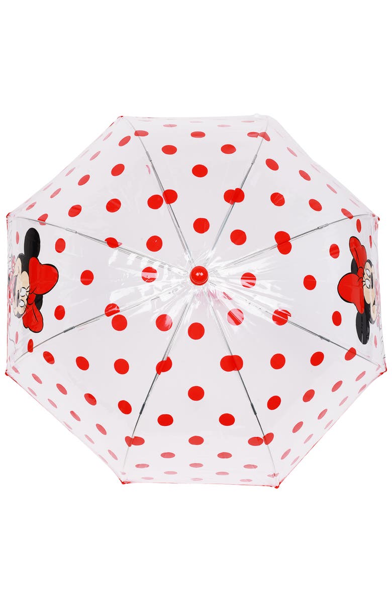 Disney Minnie Mouse Children's Clear Dome Umbrella, Alternate, color, Red