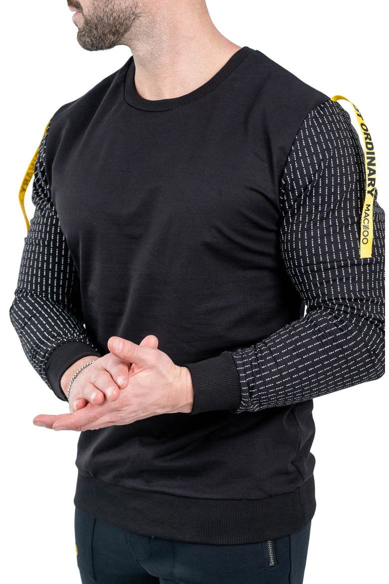 Off Crewneck Long Sleeve T-Shirt, Alternate, color, BLACK