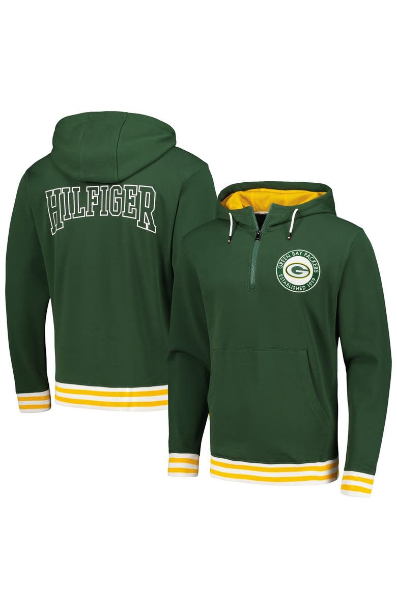 Tommy Hilfiger Men's Tommy Hilfiger Green Green Bay Packers Aaron Quarter-Zip Hoodie, Main, color, Green