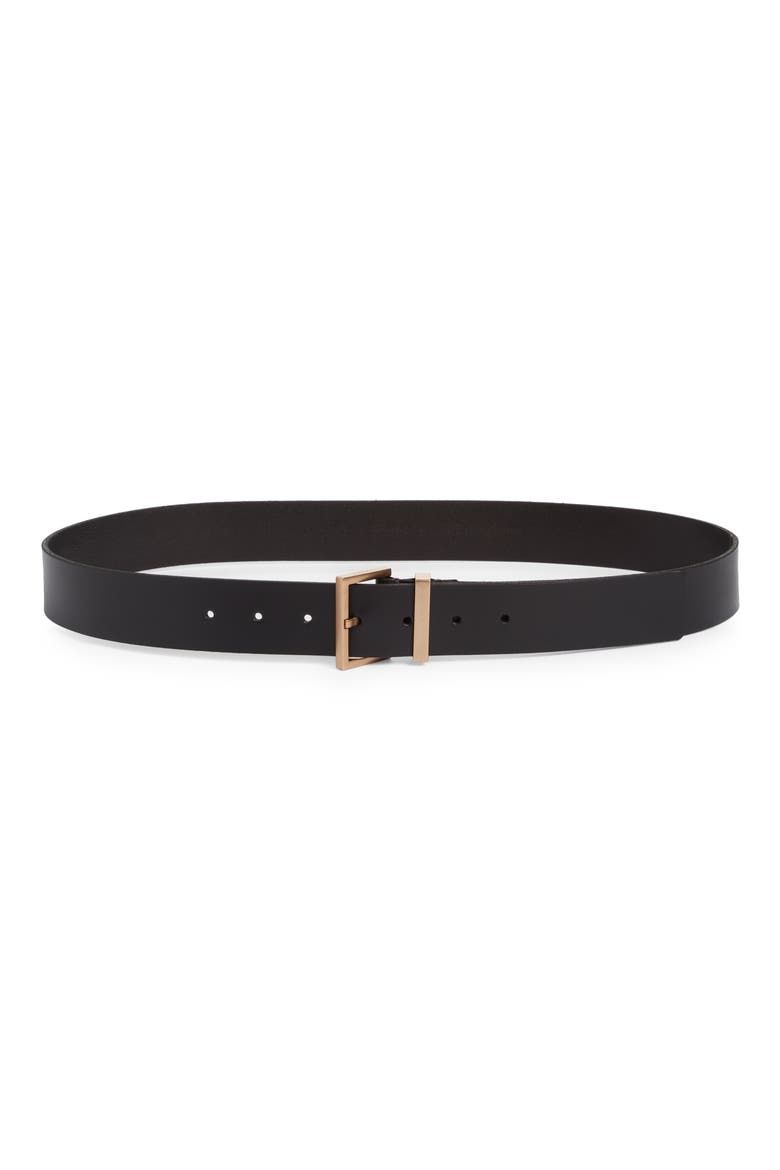 Metal Buckle Belt, Main, color, BLACK / WARM BRASS