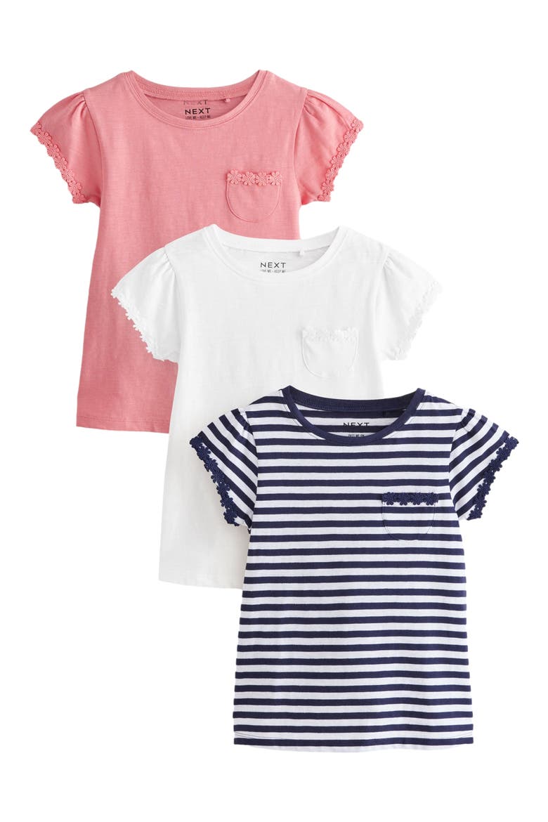 Kids' Assorted 3-Pack Floral Appliqué Cotton T-Shirts, Main, color, MULTI