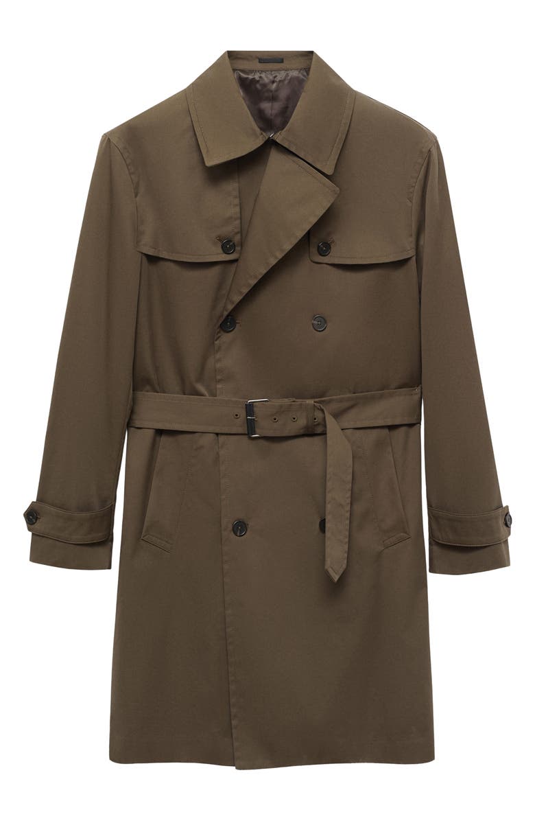 MANGO Water Repellent Trench Coat, Alternate, color, Olive Green