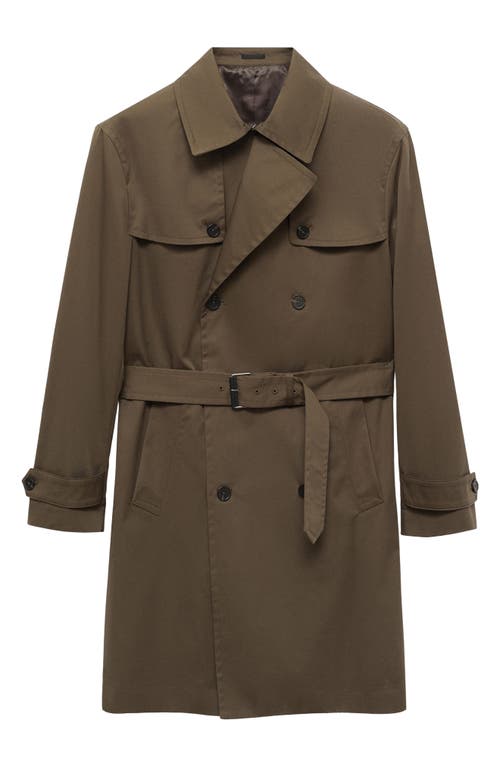 Mango Water Repellent Trench Coat In Green