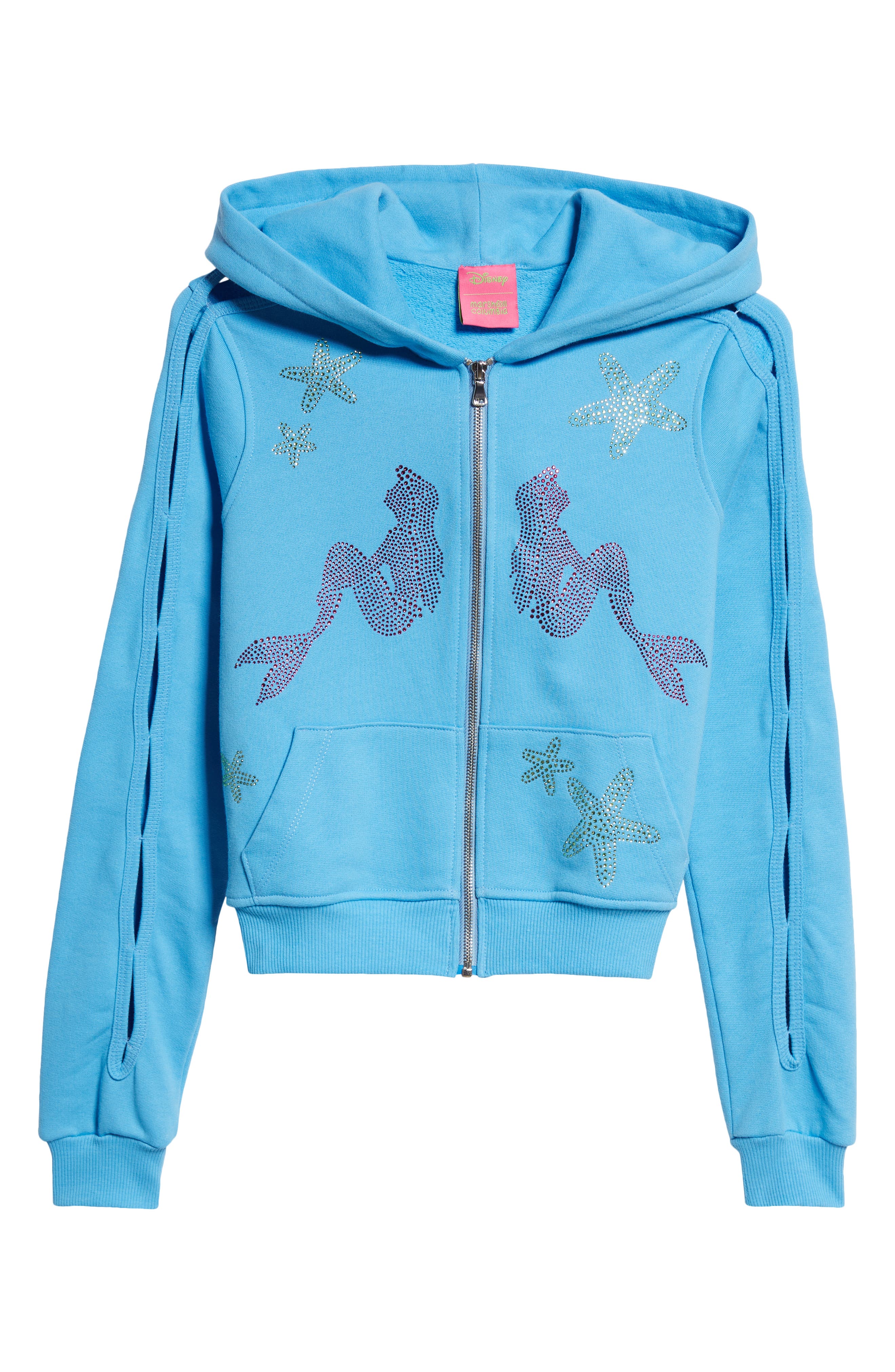 x Disney 'The Little Mermaid' Slash Cutout Rhinestone Embellished Cotton Zip Hoodie